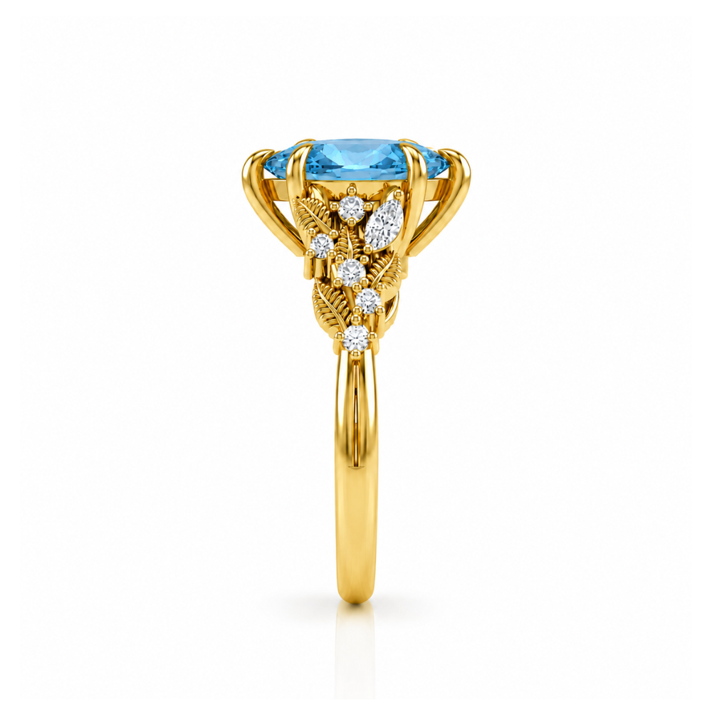 Anillo de Compromiso Modelo Marquise En Flor Oro 18k