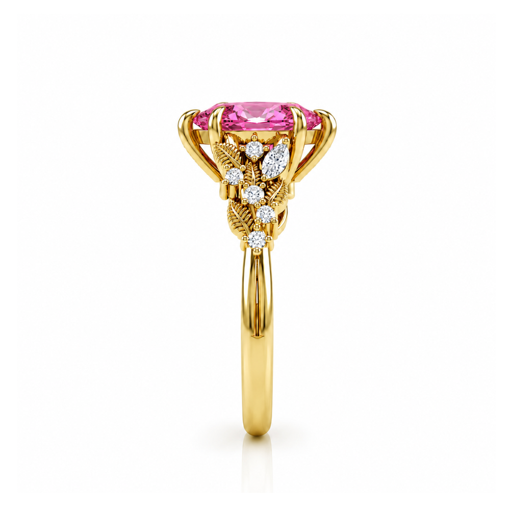 Anillo de Compromiso Modelo Marquise En Flor Oro 18k