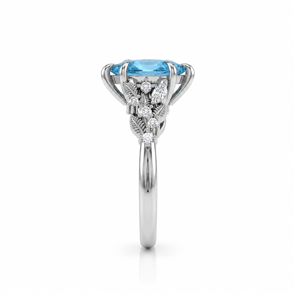 Anillo de Compromiso Modelo Marquise En Flor Oro 18k