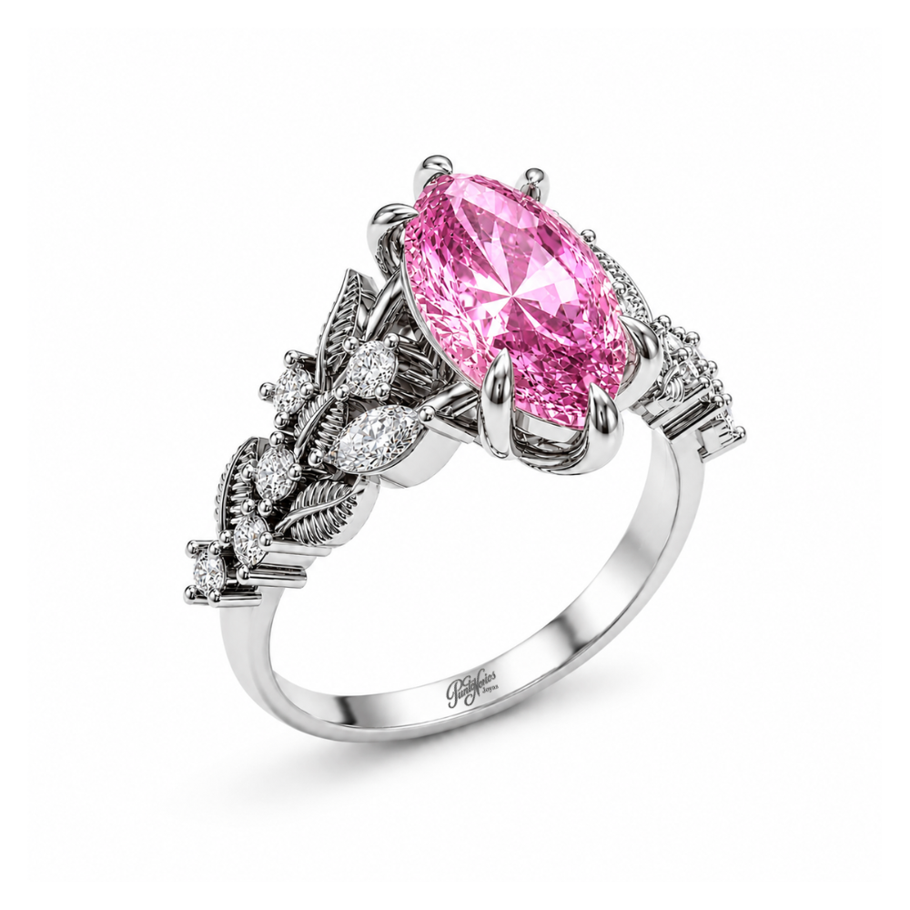 Anillo de Compromiso Modelo Marquise En Flor Oro 18k