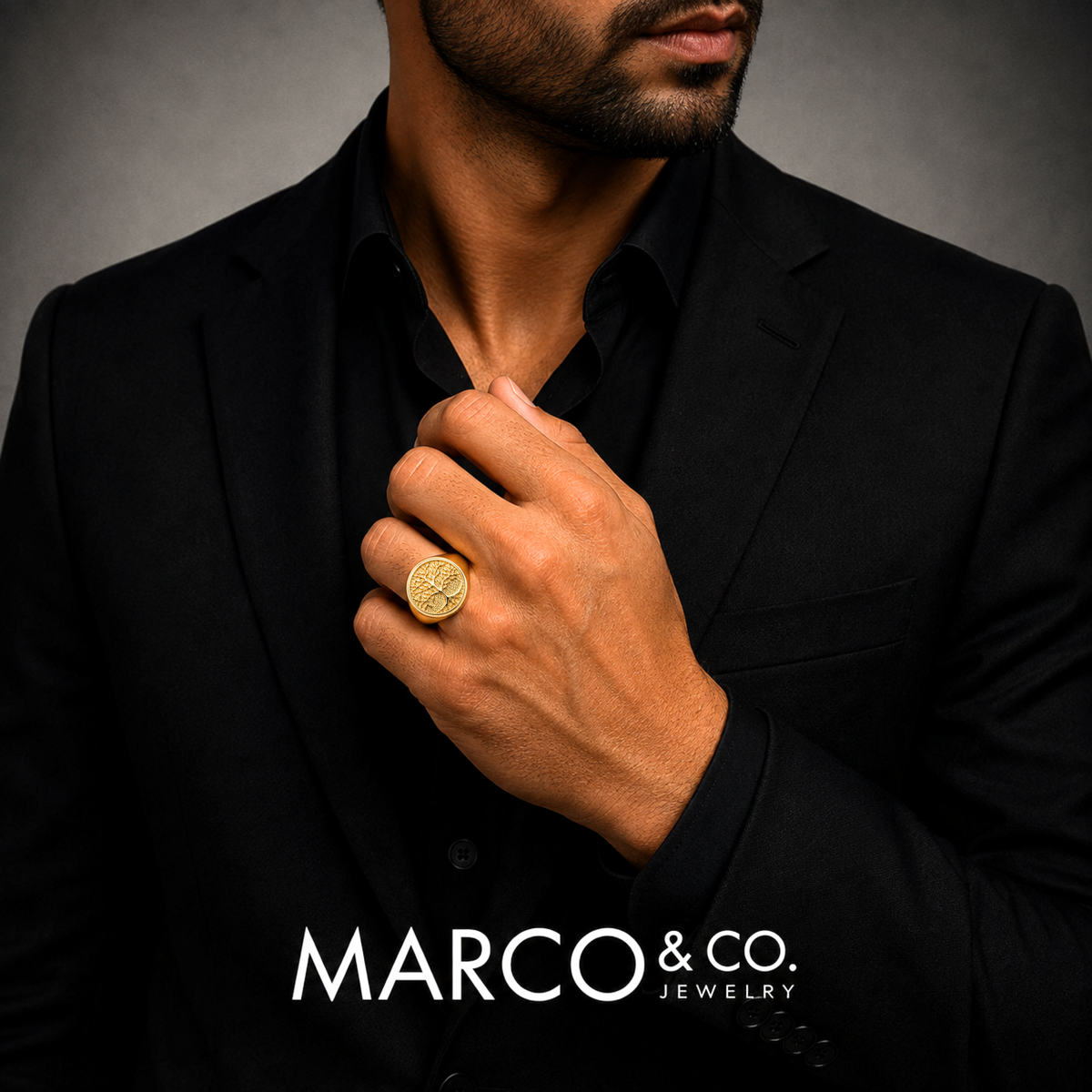 Anillo Sello Modelo Della Vita Oro 18K