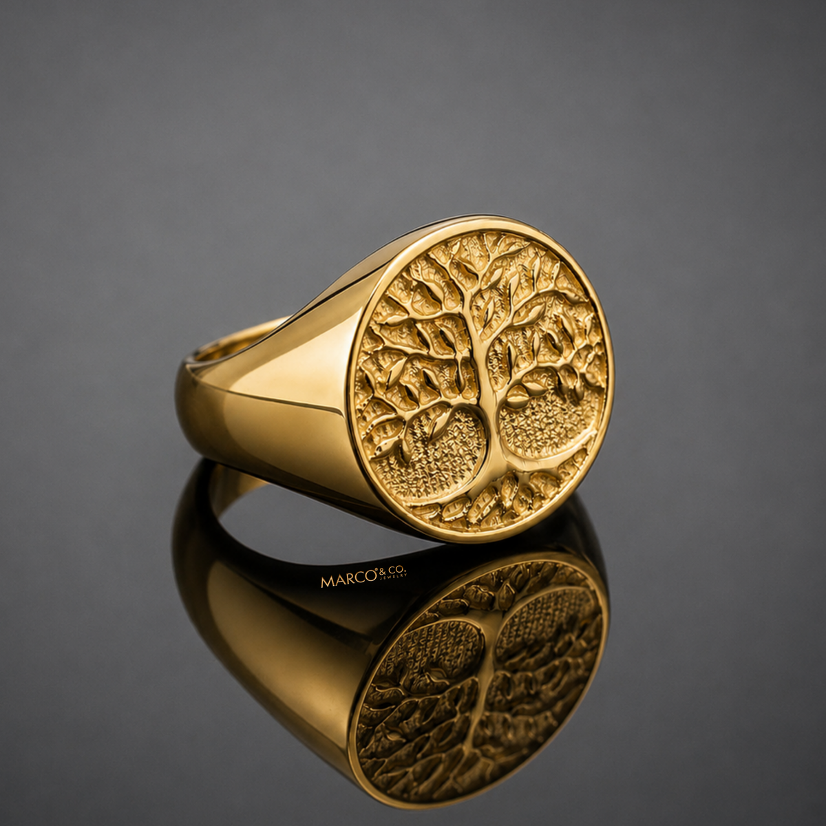 Anillo Sello Modelo Della Vita Oro 18K