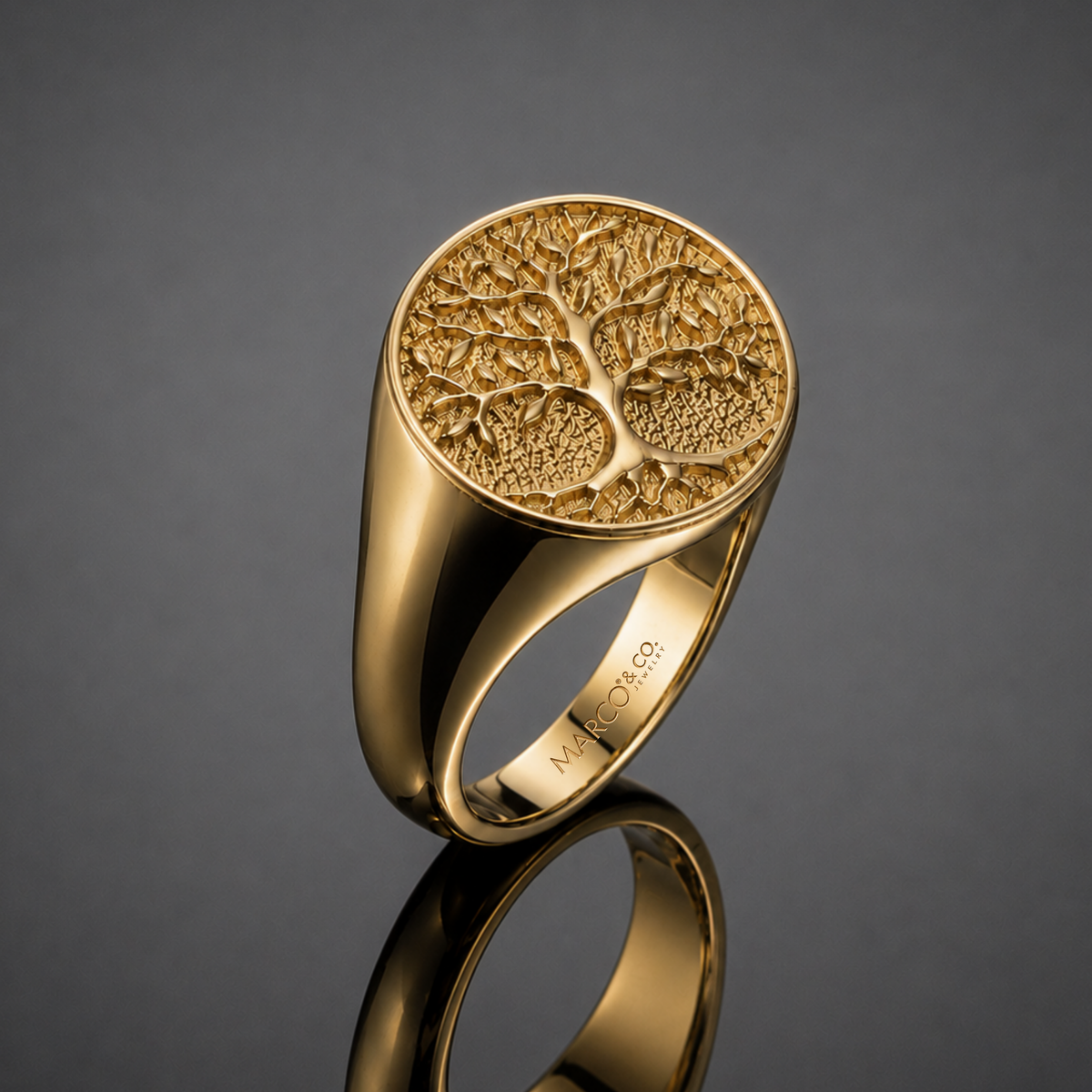 Anillo Sello Modelo Della Vita Oro 18K