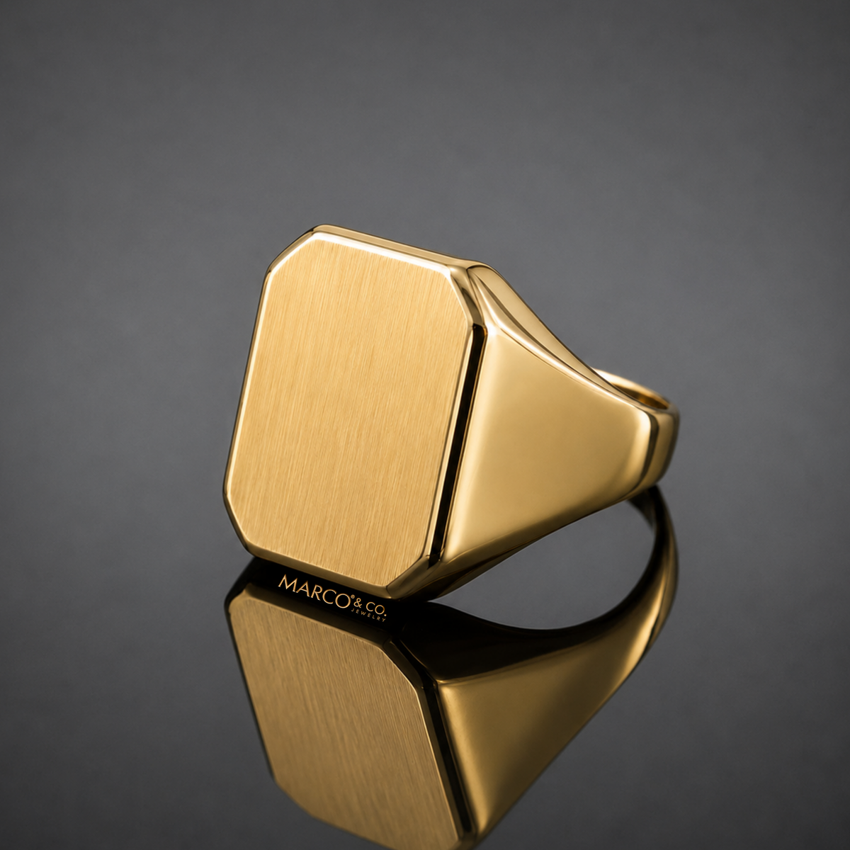 Anillo Sello Macizo Modelo Moretti Oro 18K