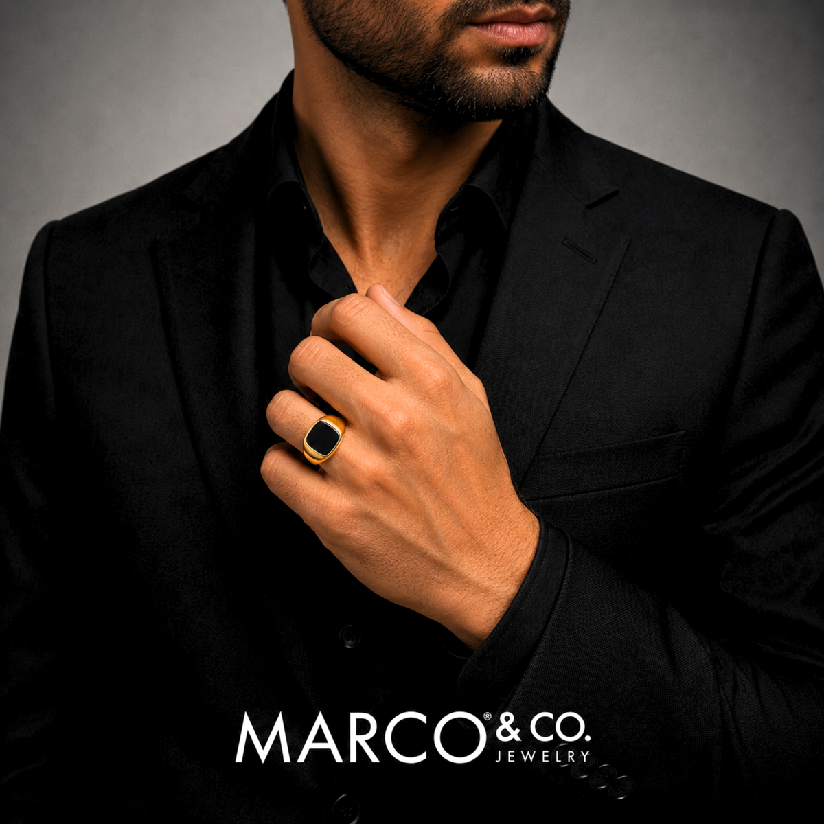 Anillo Sello Onix Modelo Toscano Oro 18K