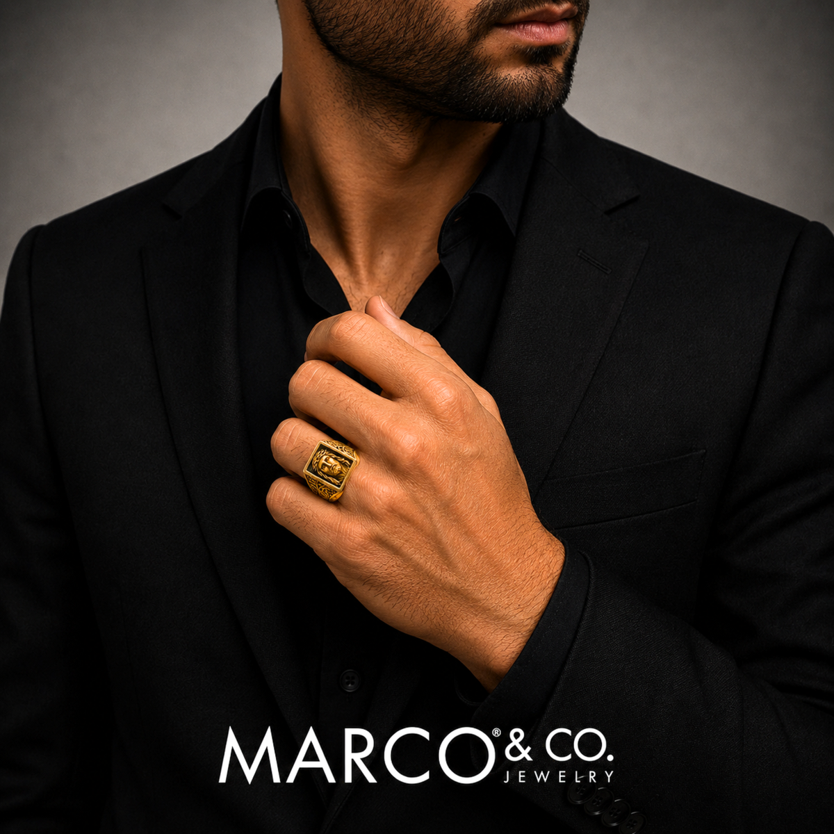 Anillo Sello Rostro Jesus 3D Modelo Vitale Oro 18K