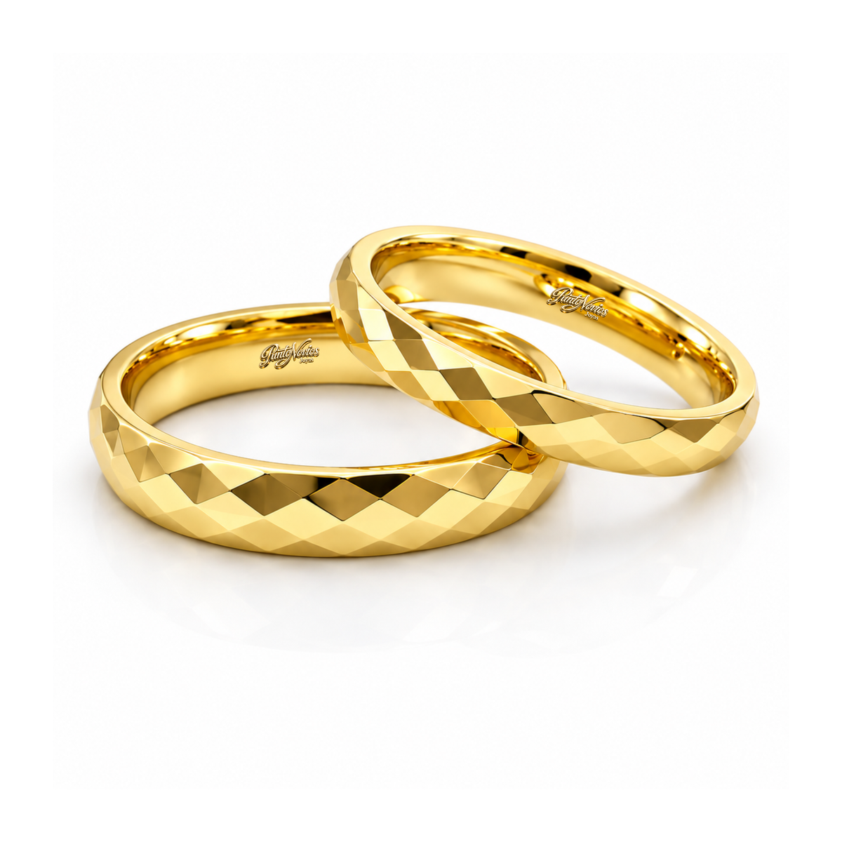 Argollas de Matrimonio Facetadas Acabado Diamantado  Oro 18K