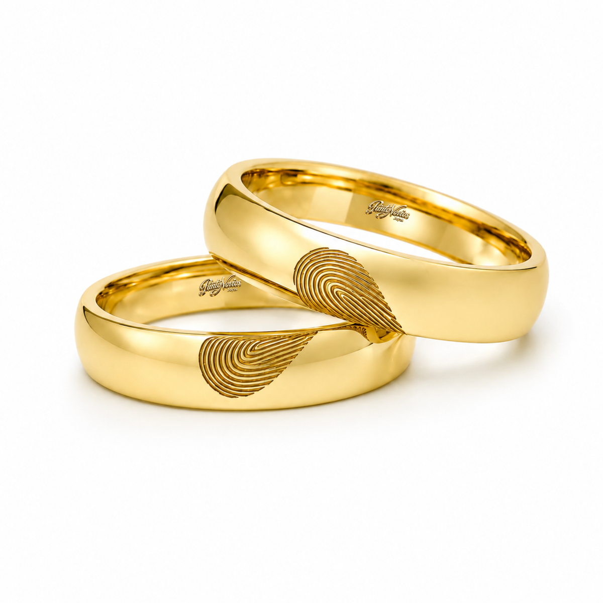 Argollas de Matrimonio Huella Dactilar Novios Oro 18K