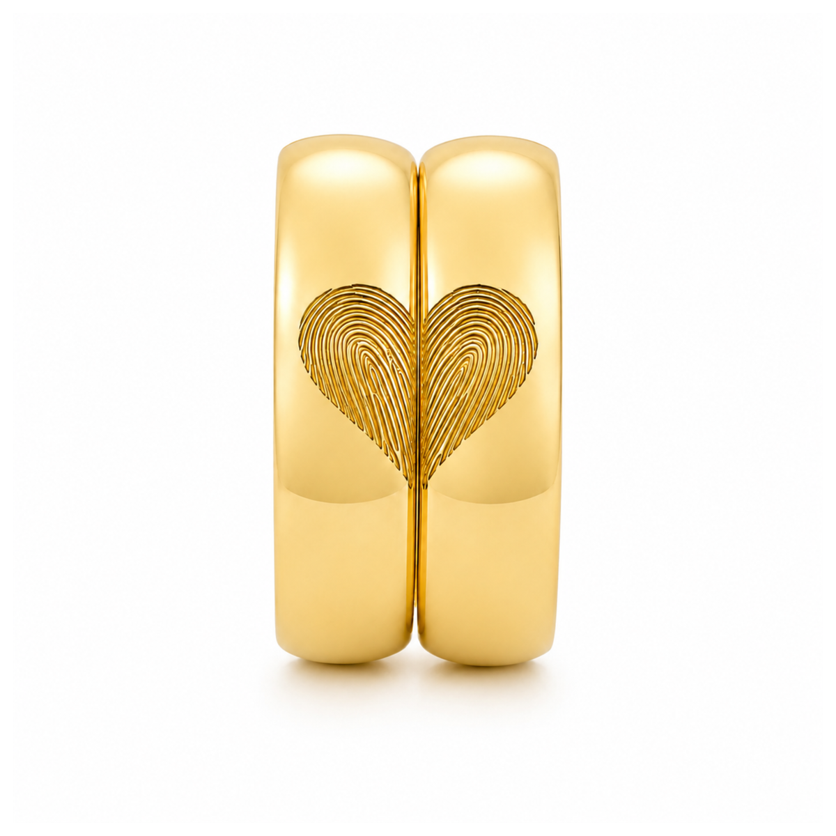 Argollas de Matrimonio Huella Dactilar Novios Oro 18K