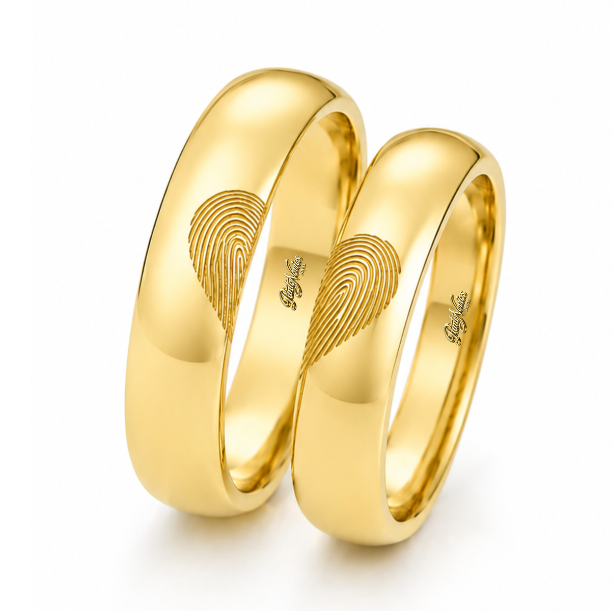 Argollas de Matrimonio Huella Dactilar Novios Oro 18K