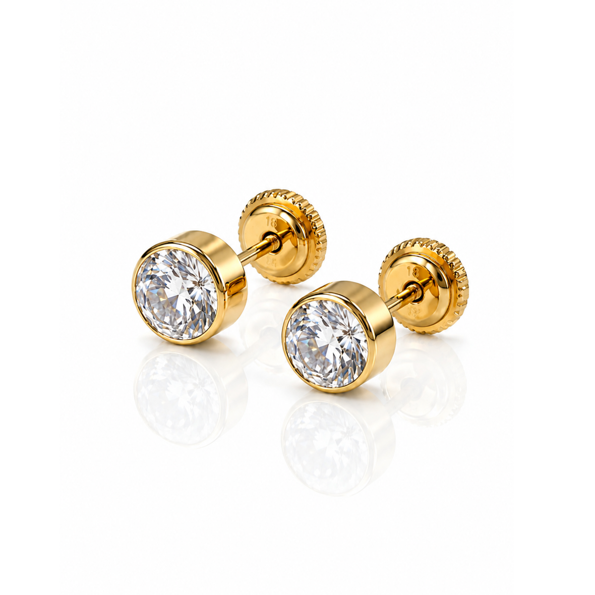 Aros de Bebe Estilo Punto de Luz Clásico Oro 18K