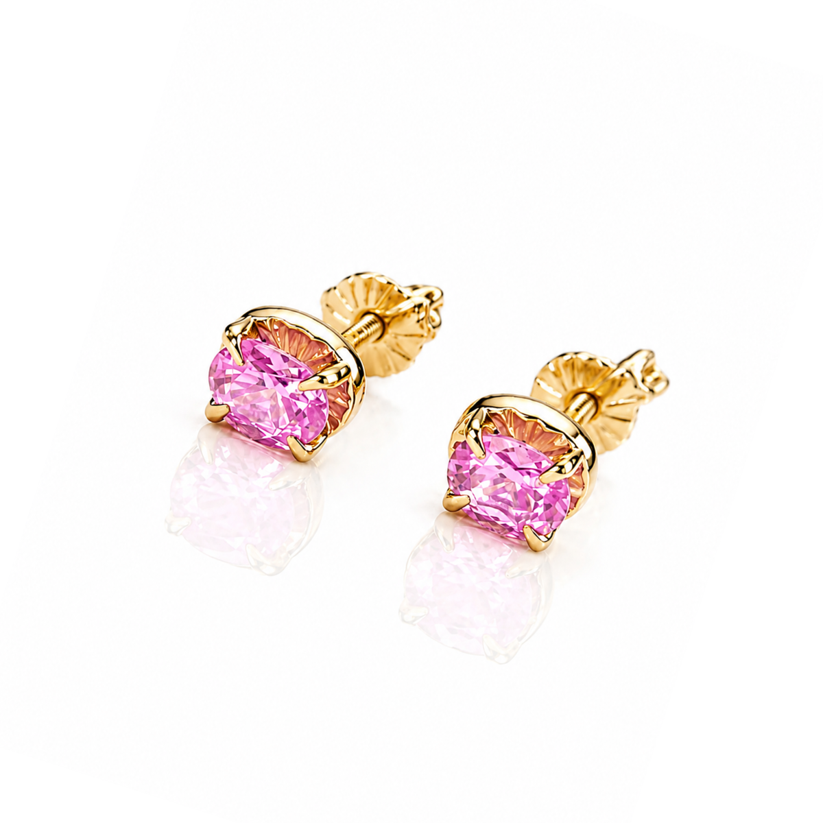 Aros de Bebe Estilo Punto de Luz Ovalado Oro 18K